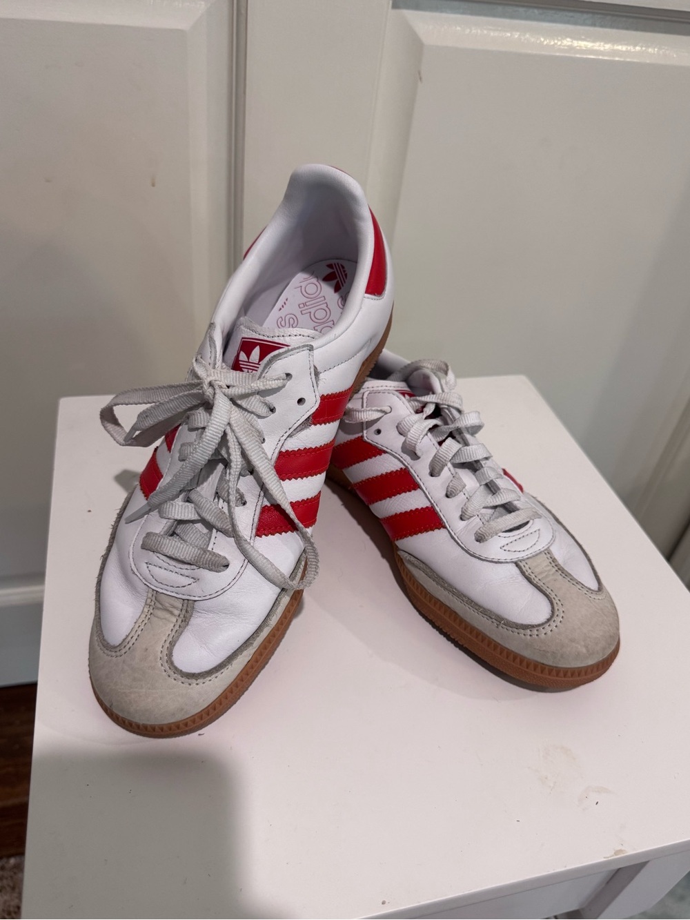 adidas White and Red Samba Sneakers